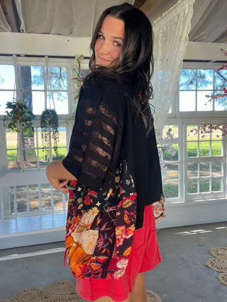 The Shoreline Embroidered Top - BLACK