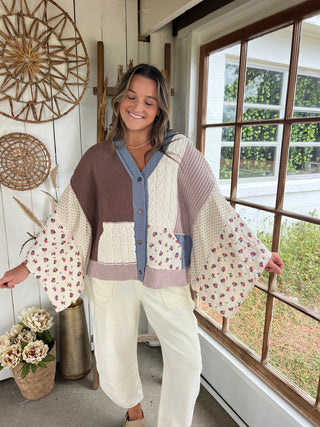 The Blue Palm Abstract Cardigan