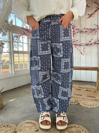 The Paisley Barrel Jeans - NAVY