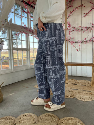 The Paisley Barrel Jeans - NAVY