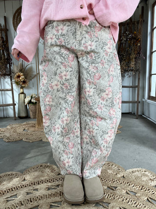The Maggie Floral Barrel Jeans