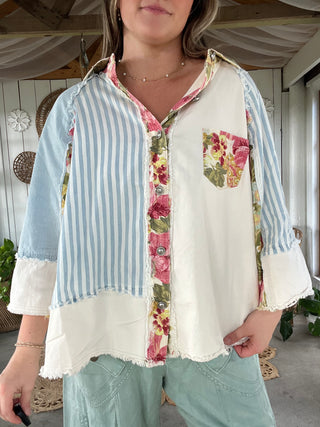The Peach Lane Button Up Top