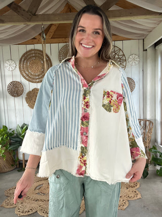The Peach Lane Button Up Top