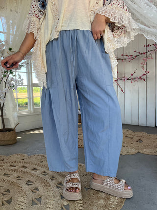 The Jamie Linen Joggers - BLUE