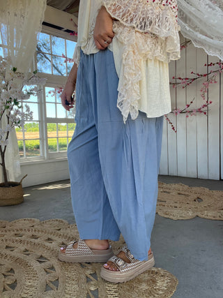The Jamie Linen Joggers - BLUE