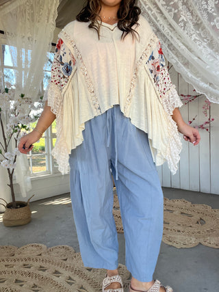 The Jamie Linen Joggers - BLUE