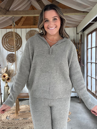 Oatmeal Cream Knit Pullover - GREY