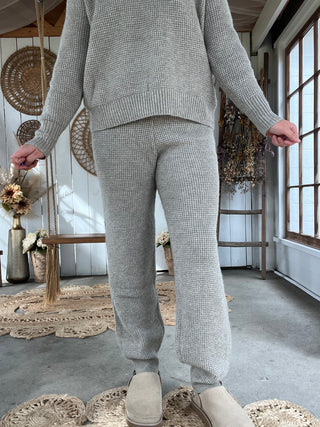 Oatmeal Cream Knit Joggers - GREY