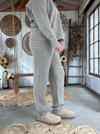 Oatmeal Cream Knit Joggers - GREY