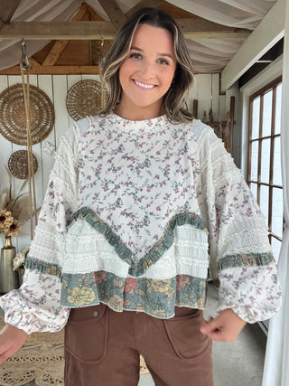 The Harvest Moon Peplum Top - CREAM