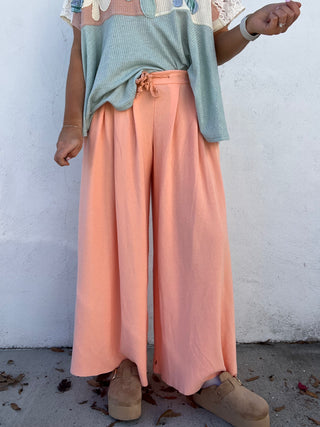 The Serenity Wide Leg Pants - CORAL