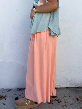 The Serenity Wide Leg Pants - CORAL