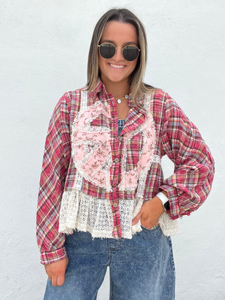 The Plaid Peace Button Up