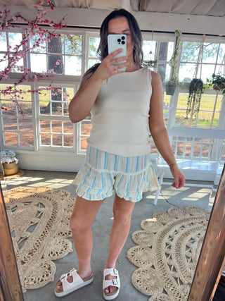 The Saltair Tiered Shorts - BLUE/YELLOW