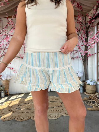 The Saltair Tiered Shorts - BLUE/YELLOW