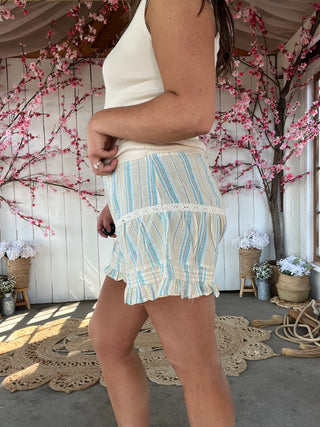 The Saltair Tiered Shorts - BLUE/YELLOW