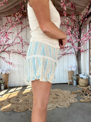 The Saltair Tiered Shorts - BLUE/YELLOW
