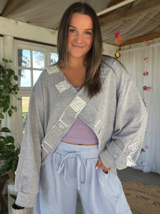 The Criss Cross Peace Pullover - HEATHER GREY - PREORDER 1 WEEK