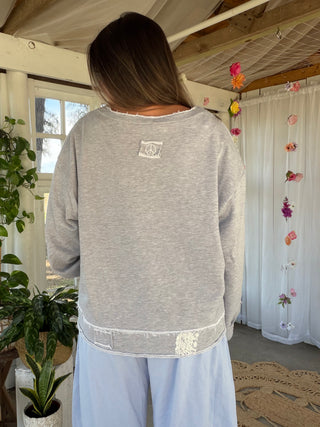 The Criss Cross Peace Pullover - HEATHER GREY - PREORDER 1 WEEK