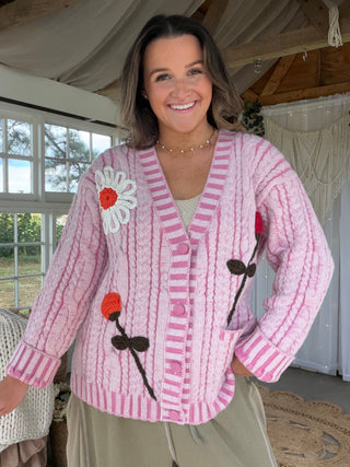 The Wild Flower Knitted Cardigan - PINK