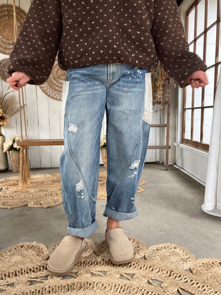 The Make It Sweet Paisley Barrel Jeans
