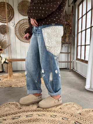 The Make It Sweet Paisley Barrel Jeans