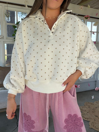 The Sadie Pullover - WHITE DOT