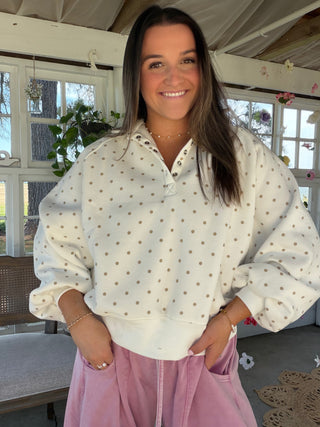 The Sadie Pullover - WHITE DOT