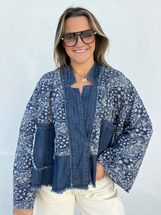 Paisley Mix Denim Boho Top