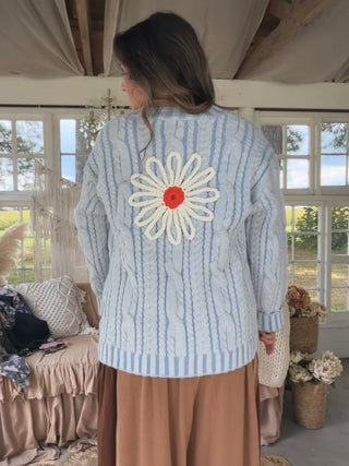 The Wild Flower Knitted Cardigan - BLUE