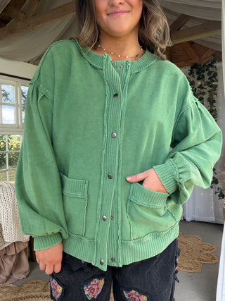 The Leaves & Lattes Cardigan - GREEN