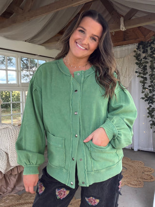 The Leaves & Lattes Cardigan - GREEN