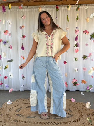 The Beachy Girl Denim Eyelet Cargo Pants