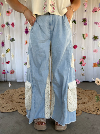 The Beachy Girl Denim Eyelet Cargo Pants