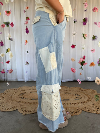 The Beachy Girl Denim Eyelet Cargo Pants