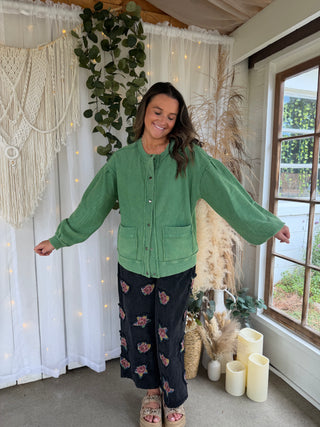 The Leaves & Lattes Cardigan - GREEN