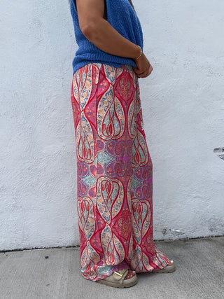 Sunset Paisley Wide-leg Palazzo Pants - PINK