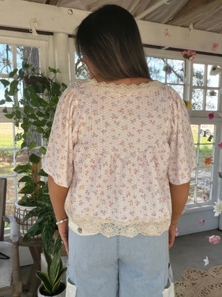 The Sun Charm Ditsy Floral Blouse - PINK