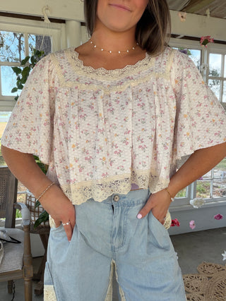 The Sun Charm Ditsy Floral Blouse - PINK