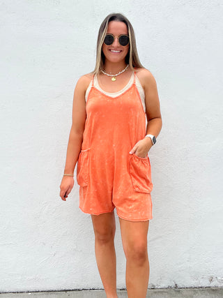 Sunset Slip-On Romper - ORANGE