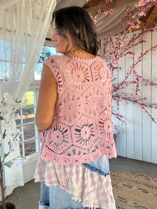 Midnight Crochet Tank - PINK