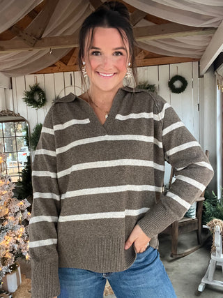 Graham Striped Polo Sweater