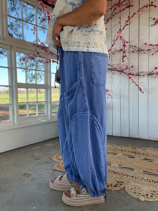 The Heidi Barrel Joggers - BLUE