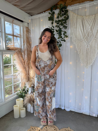 The Garden Daydream Overalls - ASH GREY/FLORAL