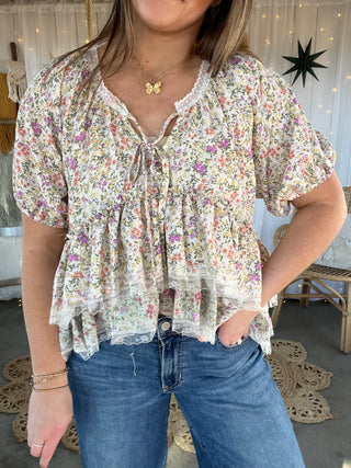 The Goldie Floral Babydoll Top