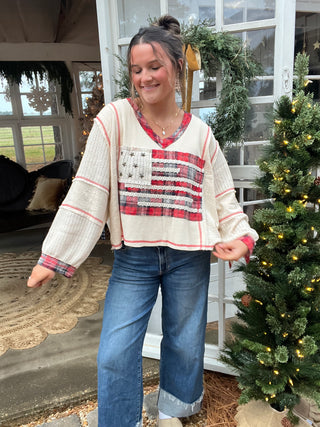 American Flag Thermal Shirt - Red