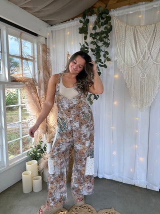 The Garden Daydream Overalls - ASH GREY/FLORAL