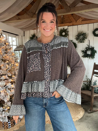 The Val Floral Top - CHARCOAL PREORDER