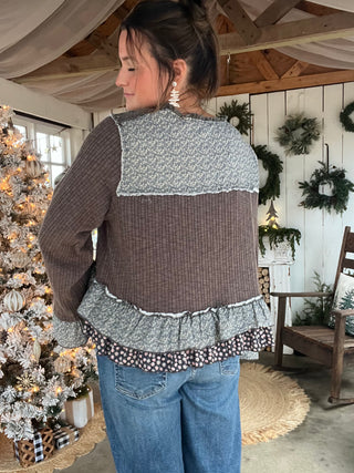 The Val Floral Top - CHARCOAL PREORDER