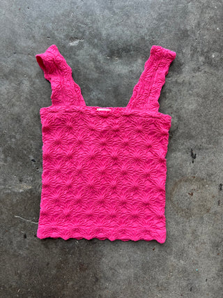Floral Jacquard Seamless Tank Top - HOT PINK